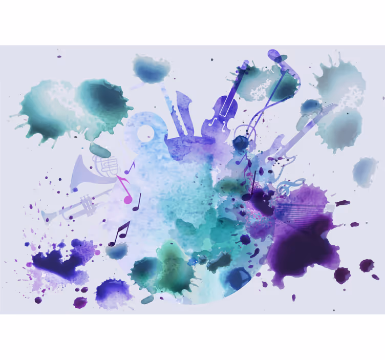 Fototapeter musik instrument splash - Tenstickers