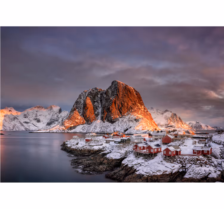 Fototapeter fjäll snöiga berg skymning - Tenstickers