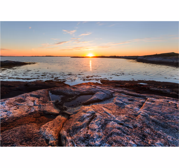 Fototapeter landskap lugn solnedgång Över vatten - Tenstickers