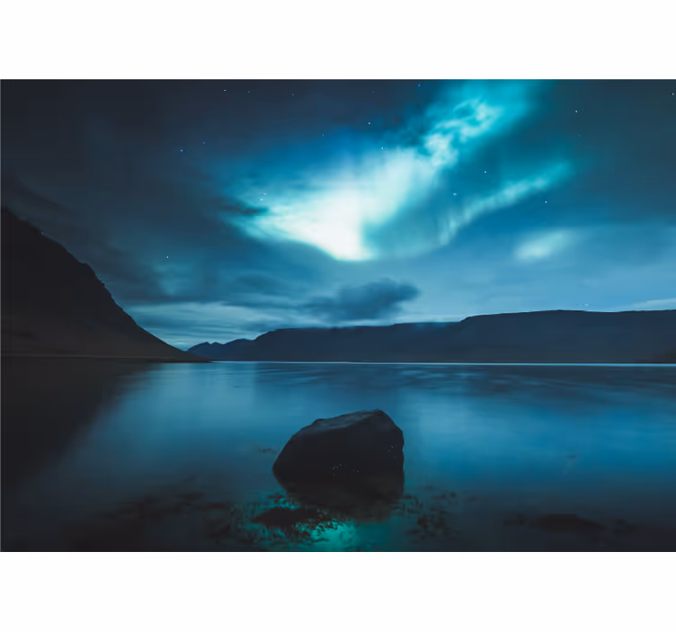 Fototapeter landskap aurora över lugn sjö - Tenstickers