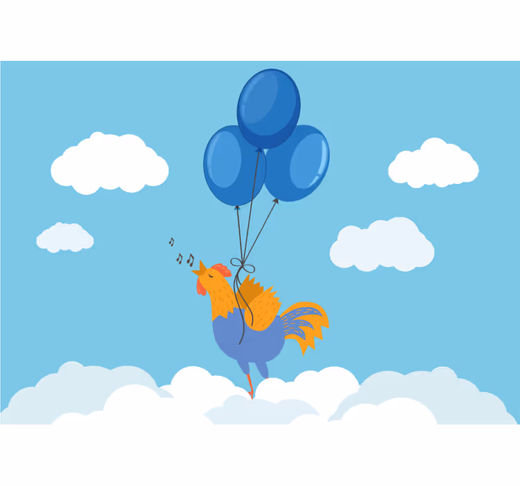 Fototapeter barnens sångande tupp ballonger - Tenstickers