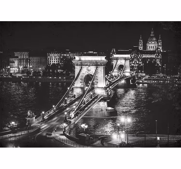 Fototapeter städer och länder chain bridge natt - Tenstickers