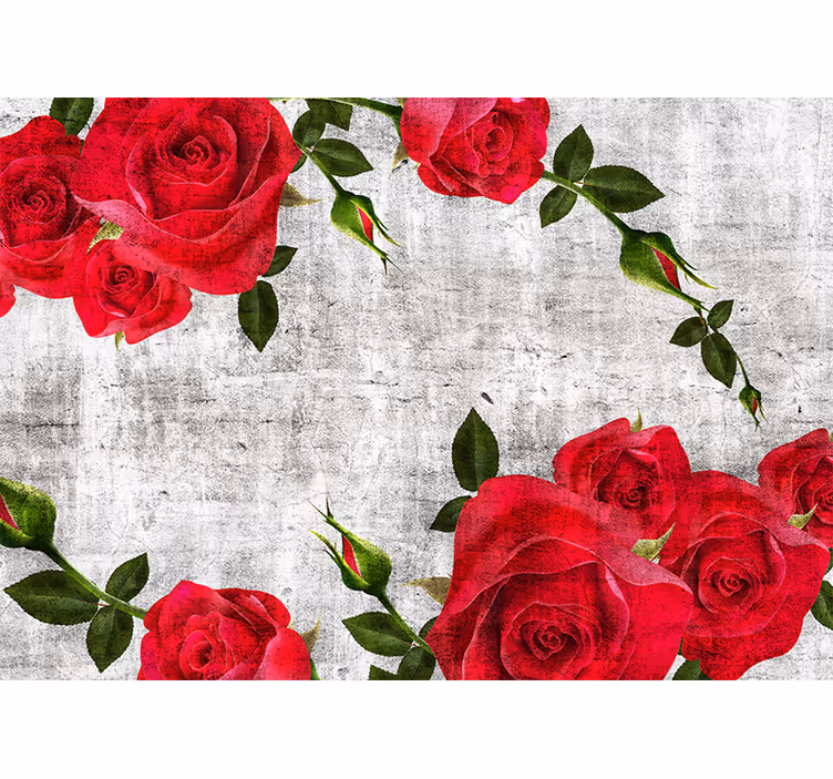 Fototapeter blommor röd rosarrangemang - Tenstickers