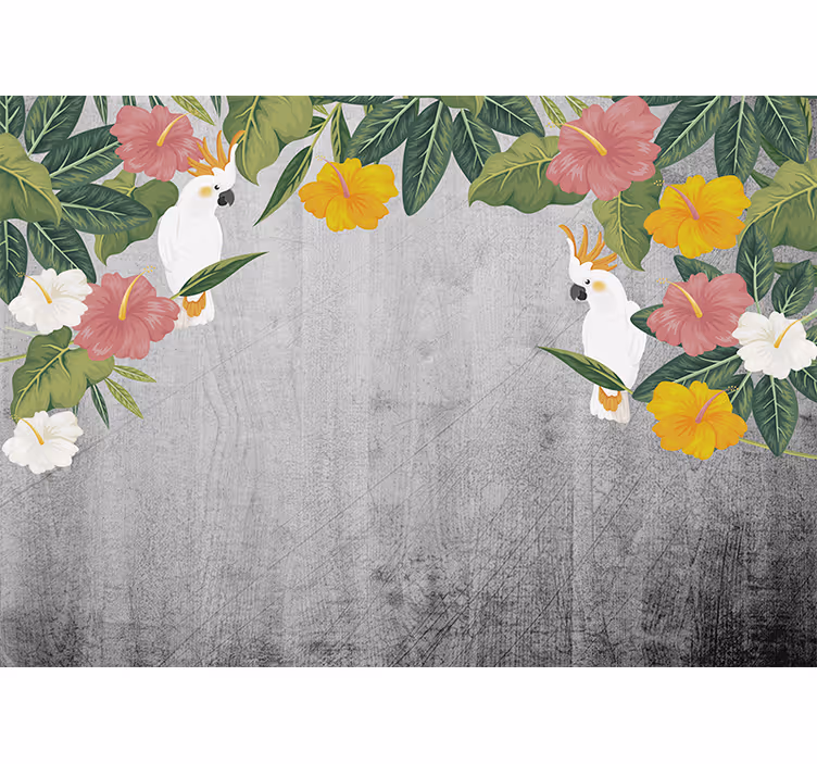 Fototapeter djur kakaroo blomsterram - Tenstickers