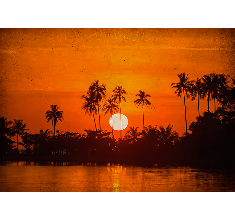 Orange tropisk soluppgång natur fototapeta - Tenstickers