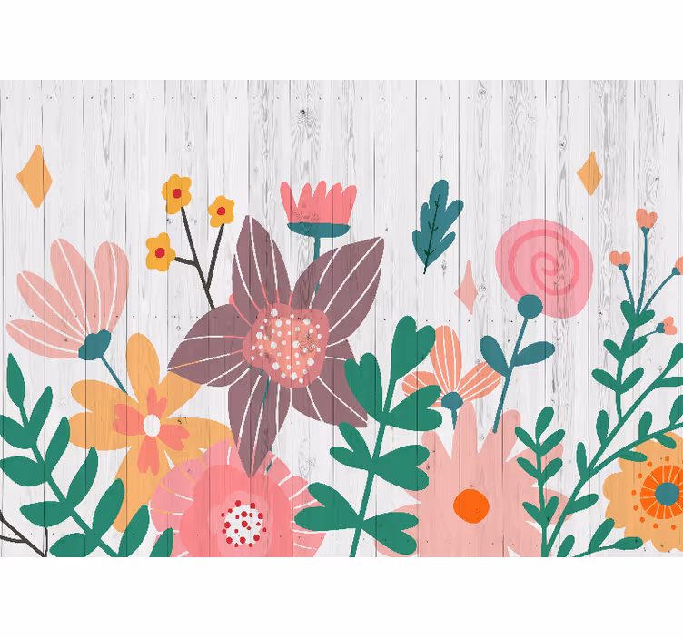 Fototapeter blommor färgglad blomkonst - Tenstickers