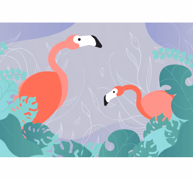 Fototapeter djur flamingofamilj - Tenstickers