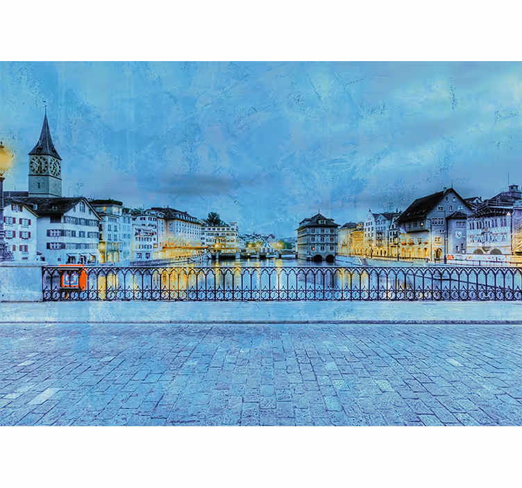 Fototapeter städer och länder zürichs flodutsikt - Tenstickers