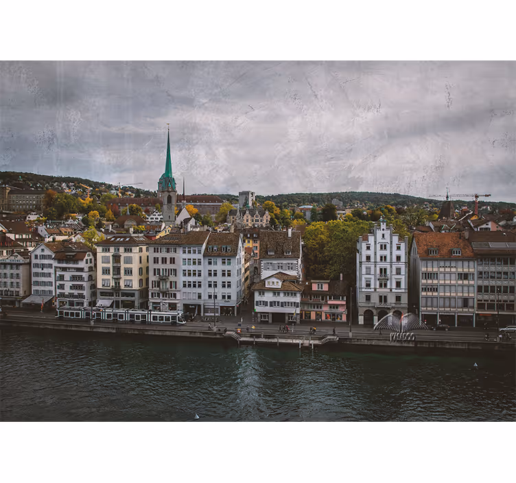 Zürich hus vid sjön fototapeta - Tenstickers