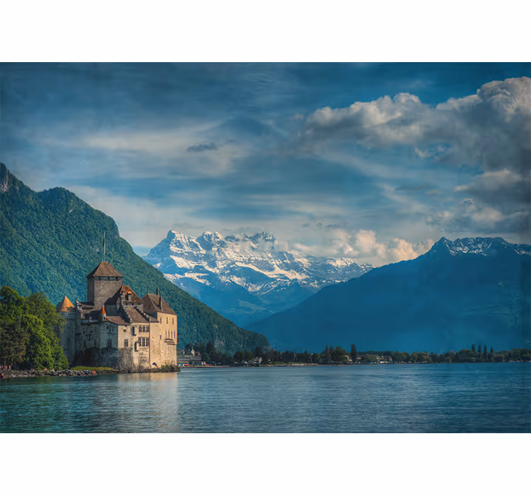 Slott berg landskap natur fototapeta - Tenstickers