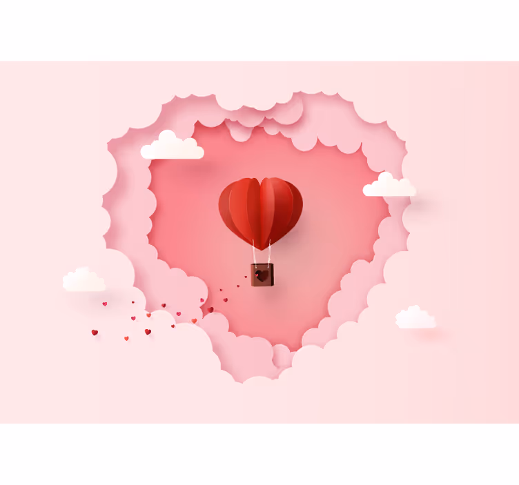 Fototapeter kärlek hjärtformad luftballong - Tenstickers