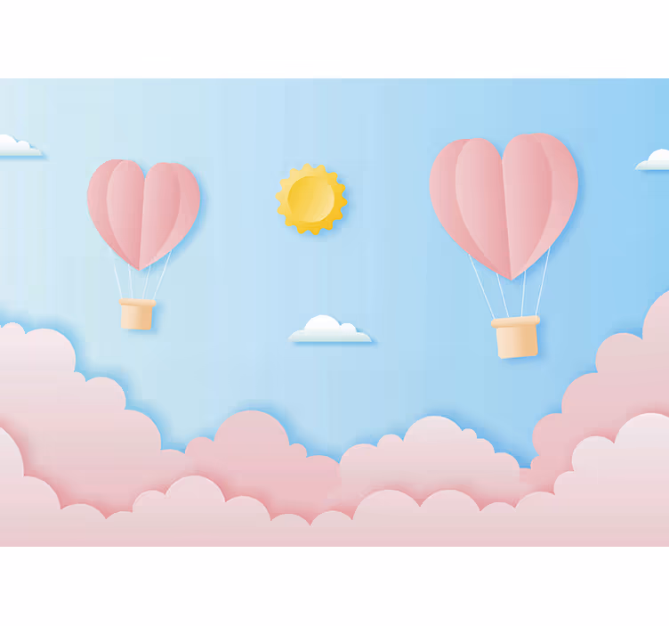 Fototapeter kärlek hjärtformade ballonger - Tenstickers