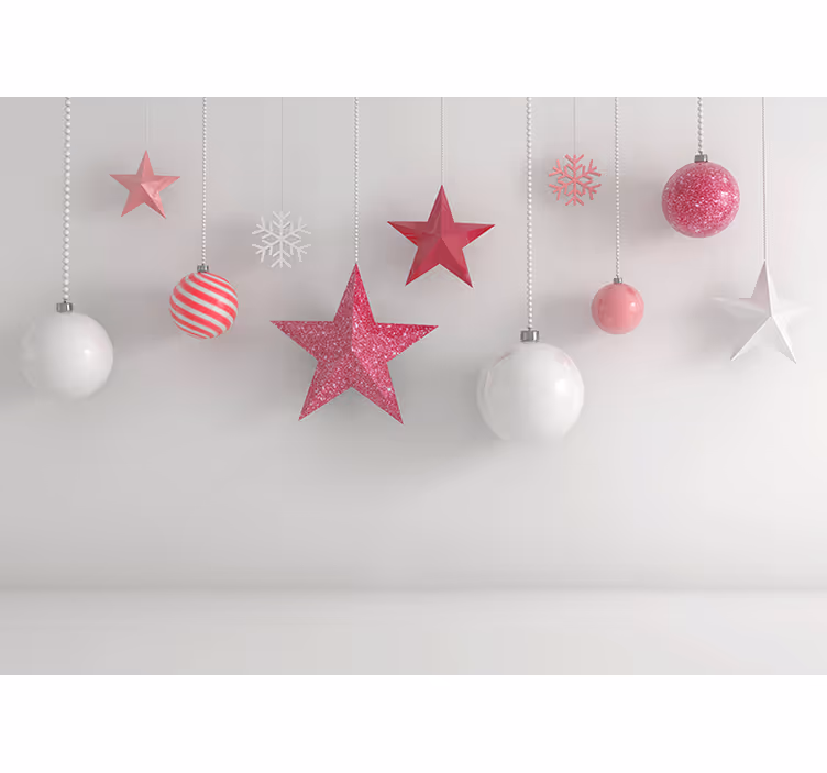 Fototapeter med julmotiv hängande julprydnader - Tenstickers