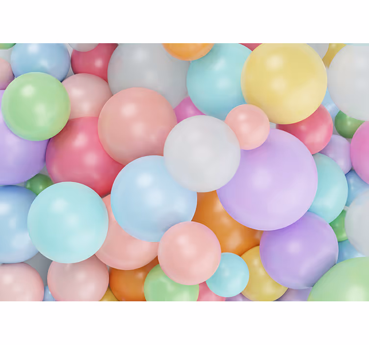 3d färgglada pastellfärgade ballonger barn fototapeter - Tenstickers