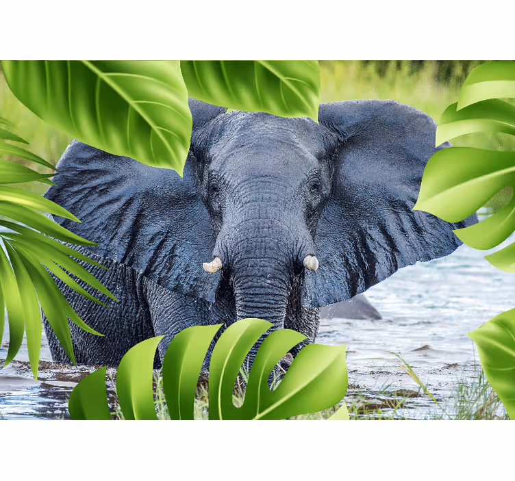 Grå elefant bakom väggmålningen - Tenstickers