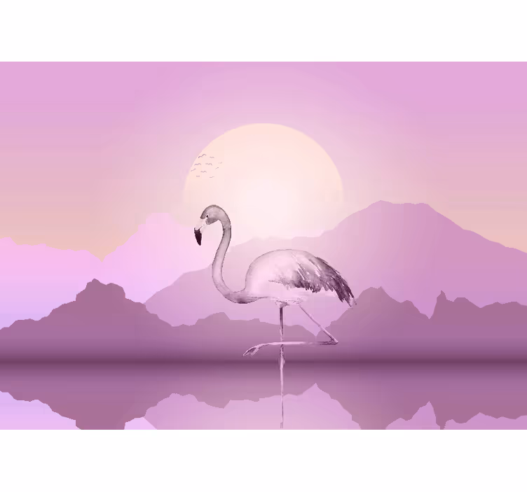 Fototapeter djur elegant flamingo silhuett - Tenstickers