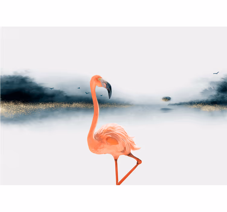 Fototapeter djur elegant flamingo pose - Tenstickers
