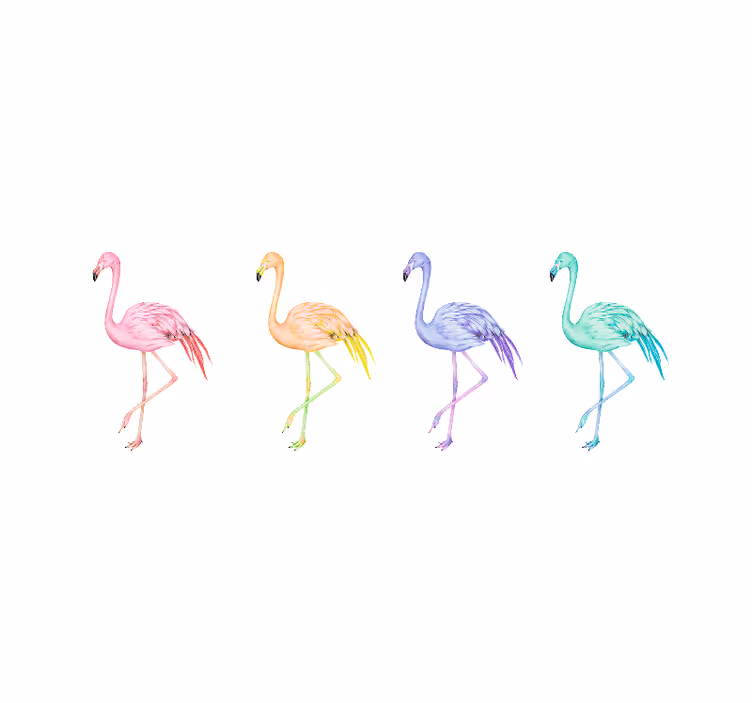 Fototapeter Äktenskap flamingofamilj silhuetter - Tenstickers
