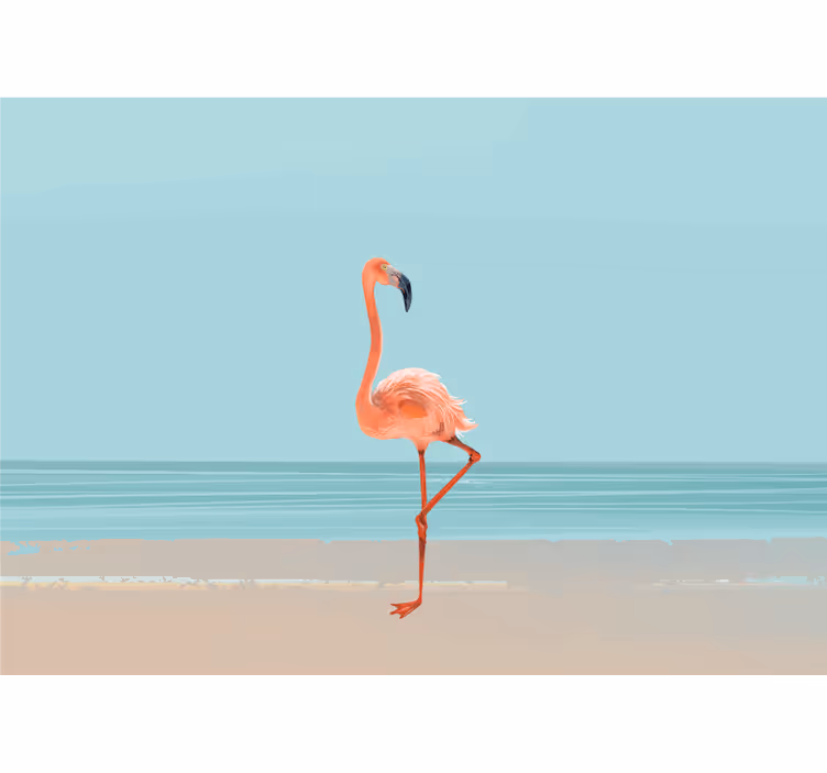 Fototapeter hav flamingo vid stranden - Tenstickers