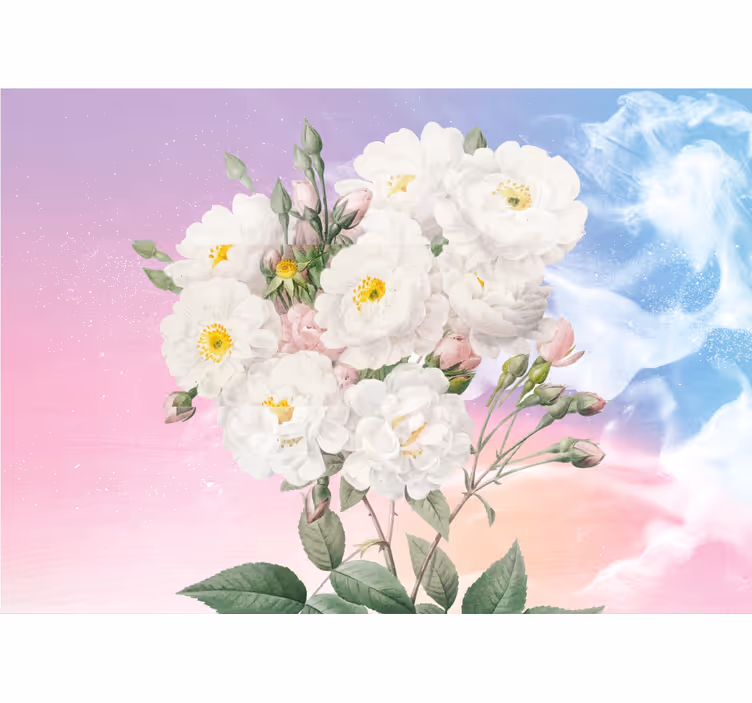 Fototapeter blommor vit blomsterarrangemang - Tenstickers