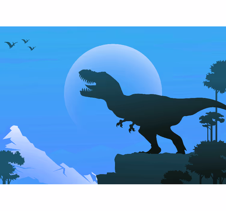 Fototapeter djur tyrannosaurus rex silhuett - Tenstickers