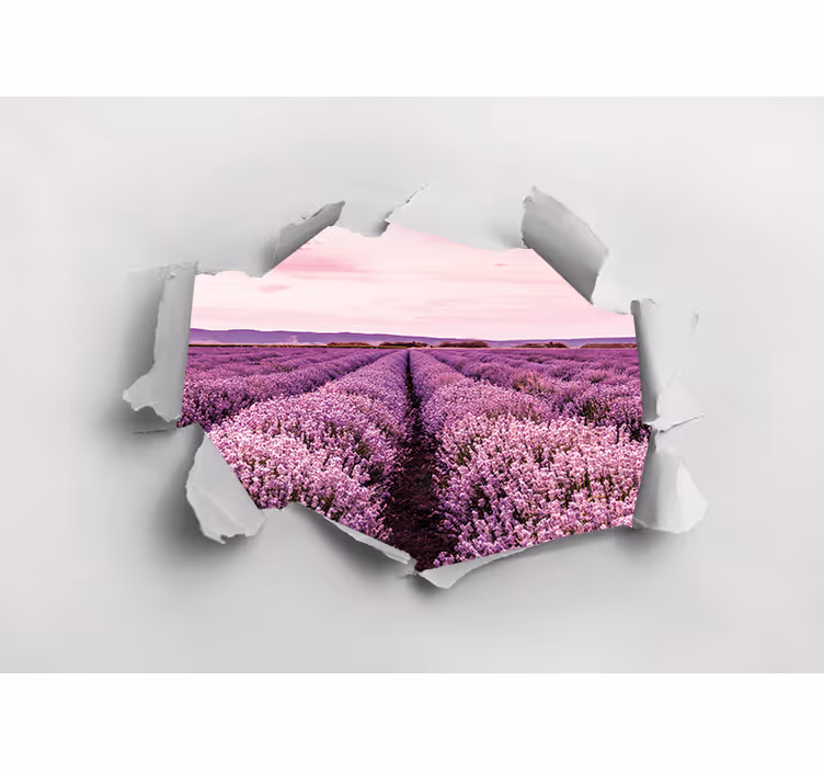 Vit tunnel med lila blommor 3d fototapeta - Tenstickers