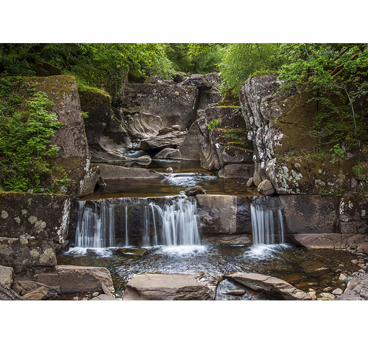 Fototapeter fjäll stillastående natur vattenfall - Tenstickers