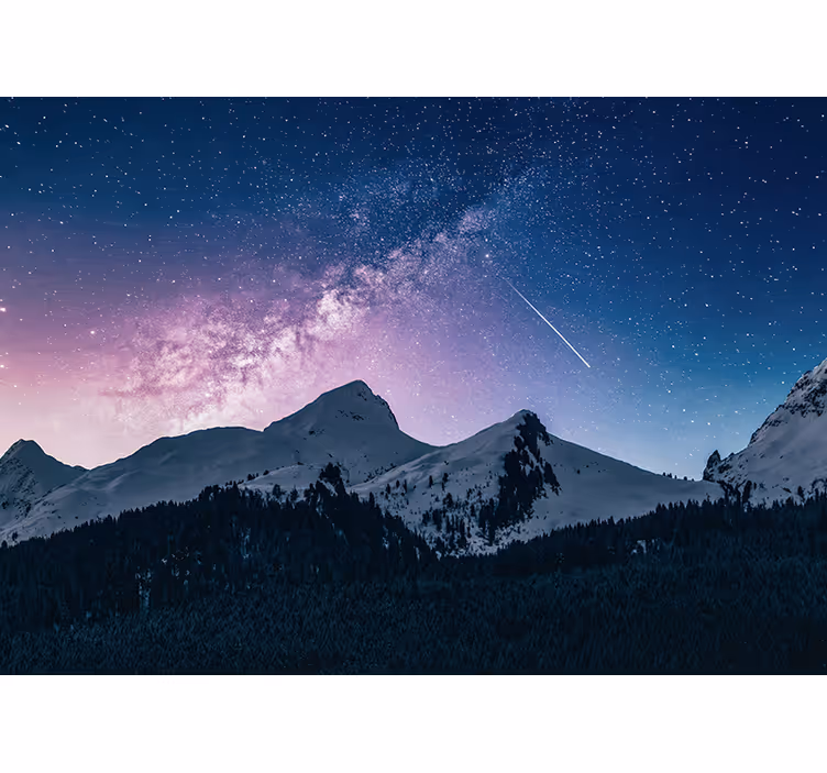 Fototapeter fjäll storslagen stjärnklar natt - Tenstickers