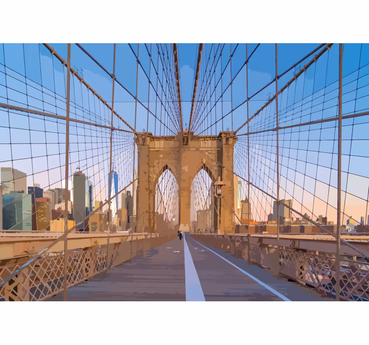 Brooklyn bridge top perspektiv 3d fototapet - Tenstickers