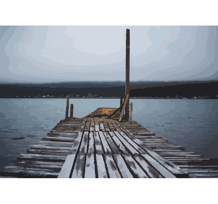 Fototapeter landskap lugn sjöbrygga - Tenstickers