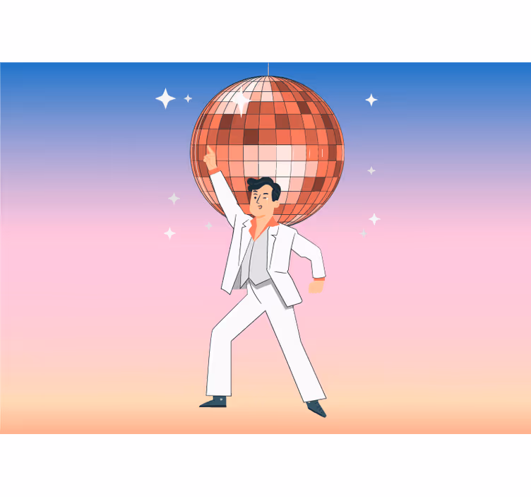 Disco boll illustration med färger fototapeter - Tenstickers