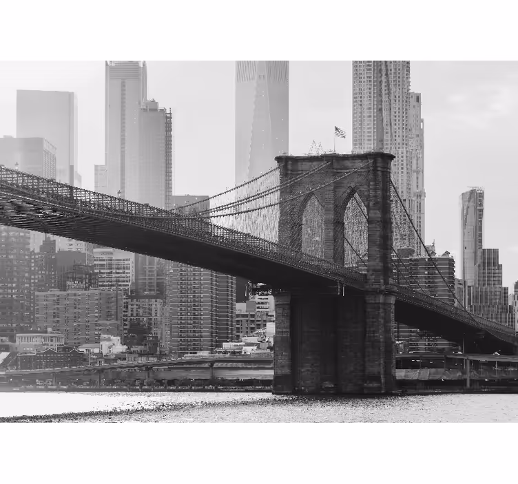 Fototapet svartvitt brooklin bridge - Tenstickers