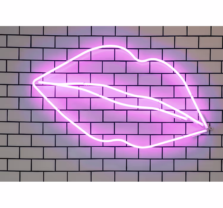 Fototapeter kärlek neon läppform - Tenstickers