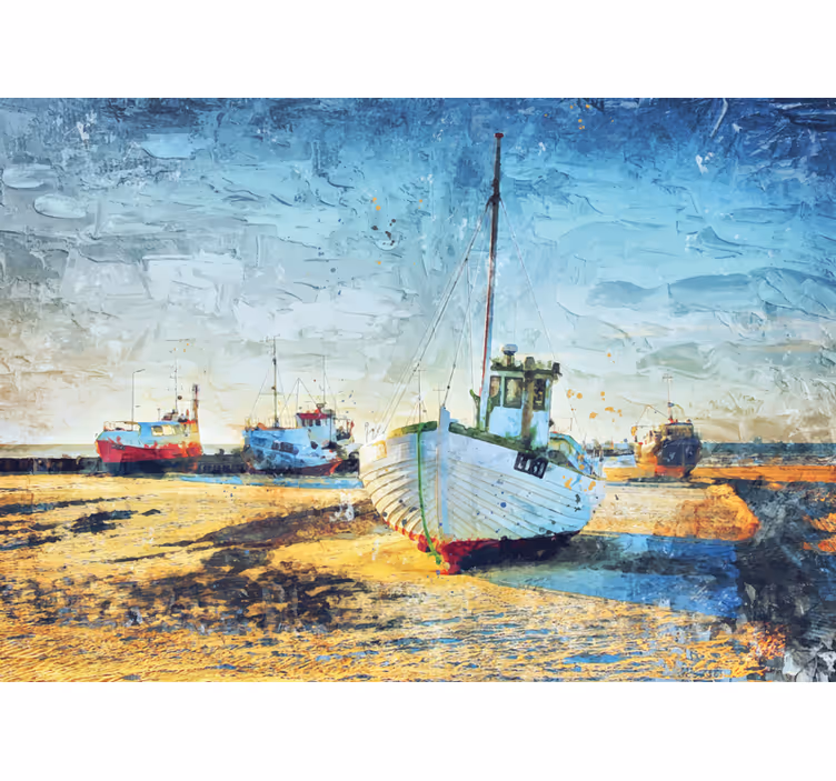 Fototapeter städer och länder fiskebåtar strand - Tenstickers