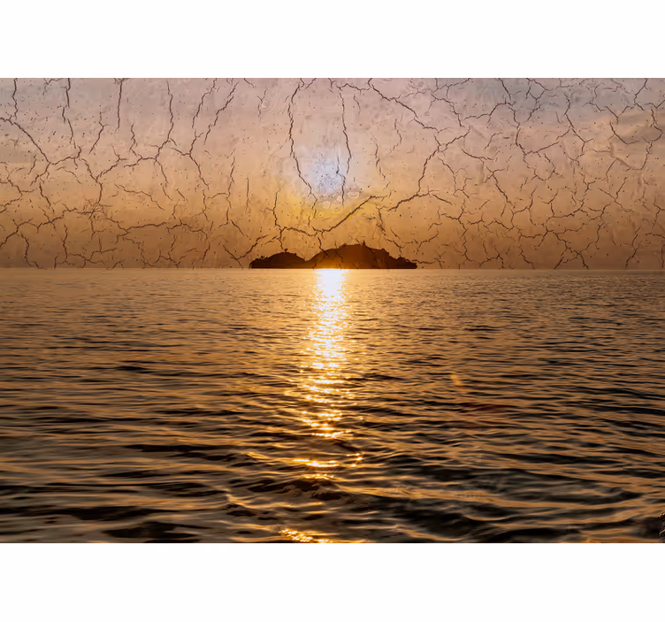 Fototapeter fjäll skymning Över havet - Tenstickers