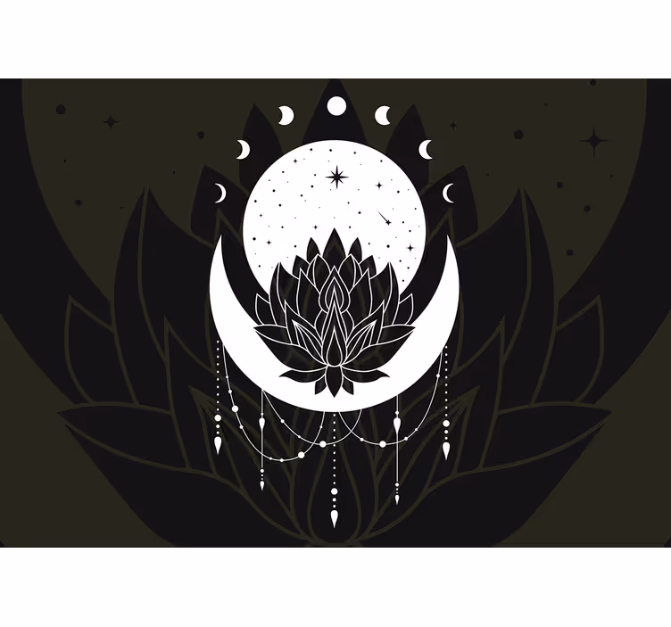Fototapeter mandala lotus måne design - Tenstickers