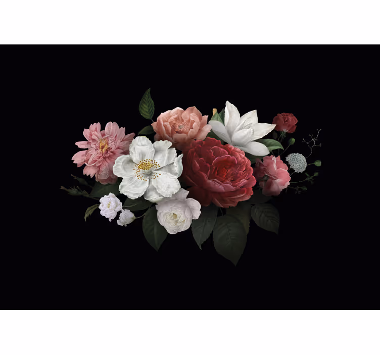 Fototapet vintage rosor över svart blomma - Tenstickers