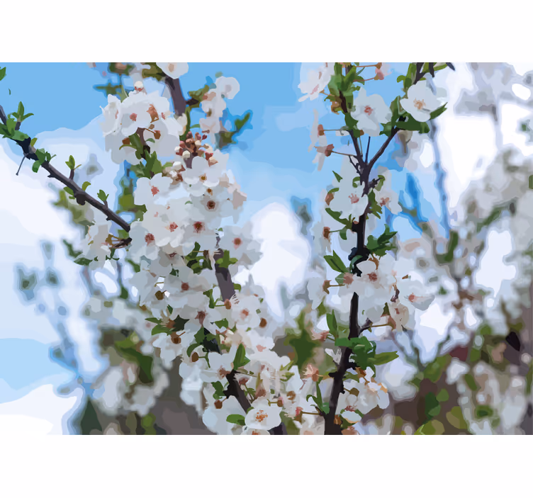 Vit blomma gren Fototapeter Blommor - Tenstickers