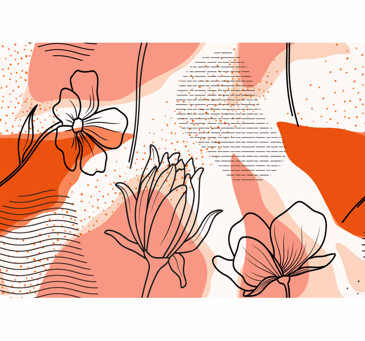 Fototapeter blommor linjeteckningar - Tenstickers