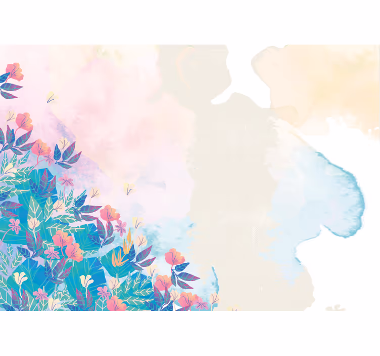 Levande blommig stänk Fototapeter abstrakt - Tenstickers