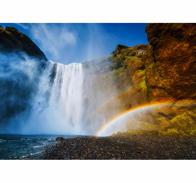 Vattenfall med regnbåge fototapet - Tenstickers