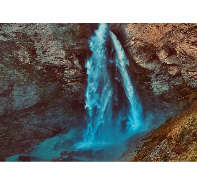 Fototapeter fjäll storslagen vattenfallsperspektiv - Tenstickers