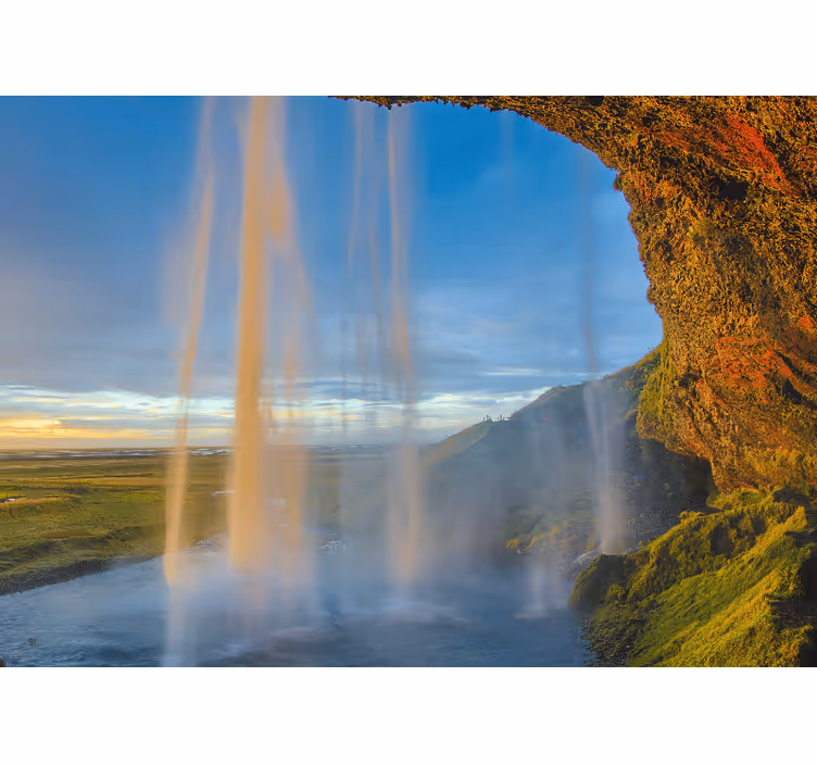 Fototapeter fjäll majestätisk vattenfall utsikt - Tenstickers