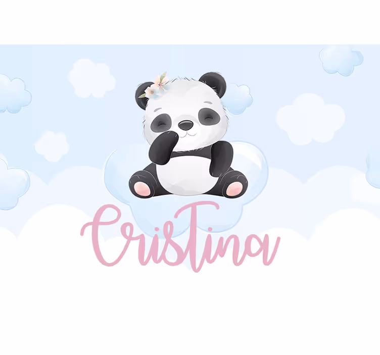 Söt panda för tjej med namn fototapeta - Tenstickers