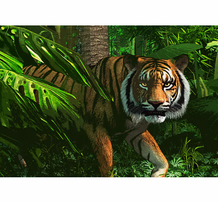 Fototapeter djur majestätisk tiger på jakt - Tenstickers