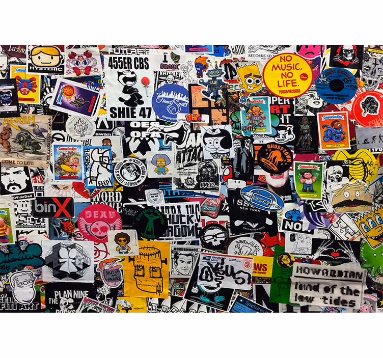 Fototapeter urban konst färgglad klistermärke collage - Tenstickers