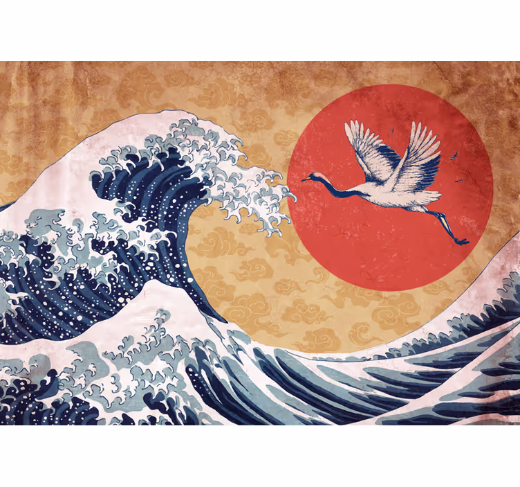 Japansk stil solnedgång abstrakta fototapeter - Tenstickers