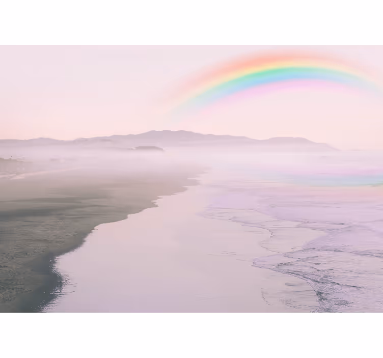 Flygfoto regnbåge över havet vardagsrum fototapeta - Tenstickers