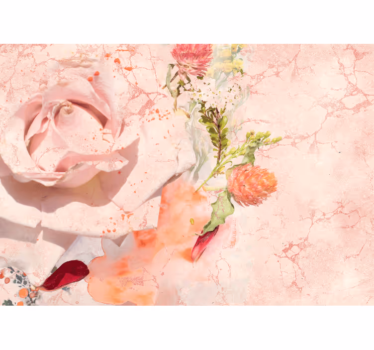 Fototapeter blommor romantisk rosa ros - Tenstickers