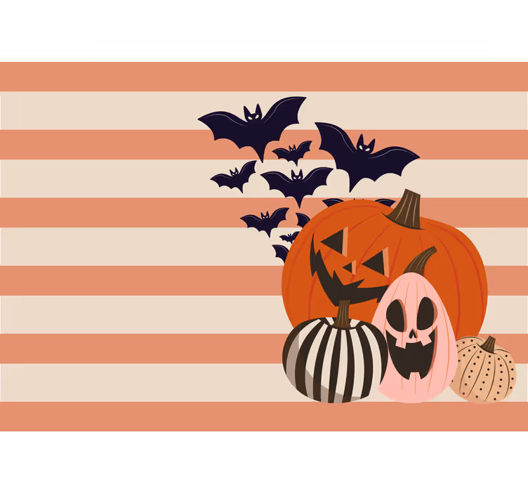 Fototapeter halloween pumpor och fladdermöss - Tenstickers